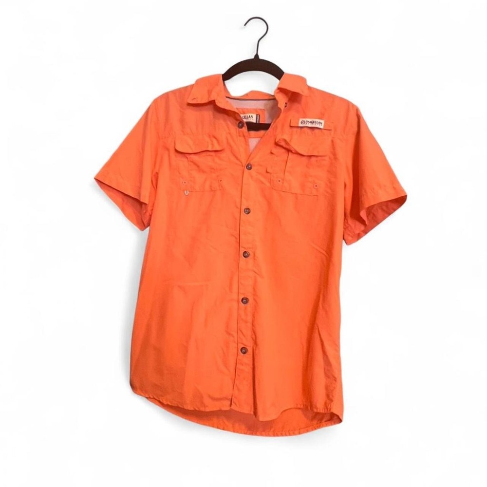 Magellan Orange Fish Gear Button Up Shirt with Pockets Boys Large 14/16